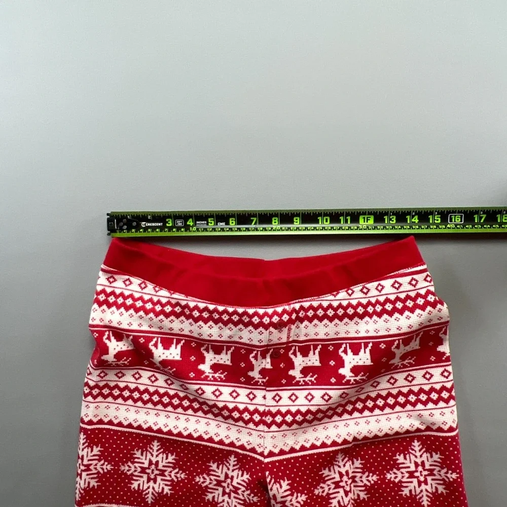 Old Navy Holiday Pajama Set Womens M Red White Reindeer Snowflake Cotton Stretch